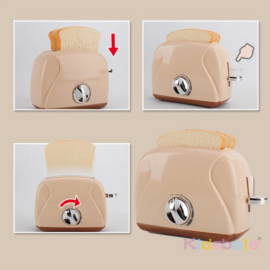 Mini Kitchen Appliance Toys for Kids Role Play Cooking Set Microwave Toaster Coffee Machine Washing Machine Learning Playset