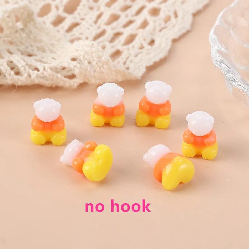 10Pcs Halloween 3D Candy Corn Bear Charms Resin Pendant For Keychain Necklace  Jewelry Diy Making