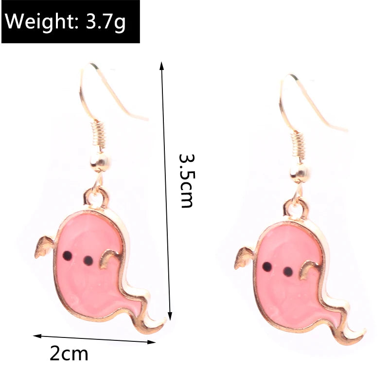 Aihua Fashion Halloween Earrings Enamel Ghost Skeleton Pumpkin Bat Spider Earrings For Women Halloween Night Party Jewelry Gifts