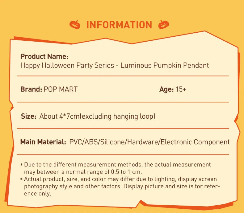 POP MART Happy Halloween Party Series - Luminous Pumpkin Pendant Molly Labubu Dimoo