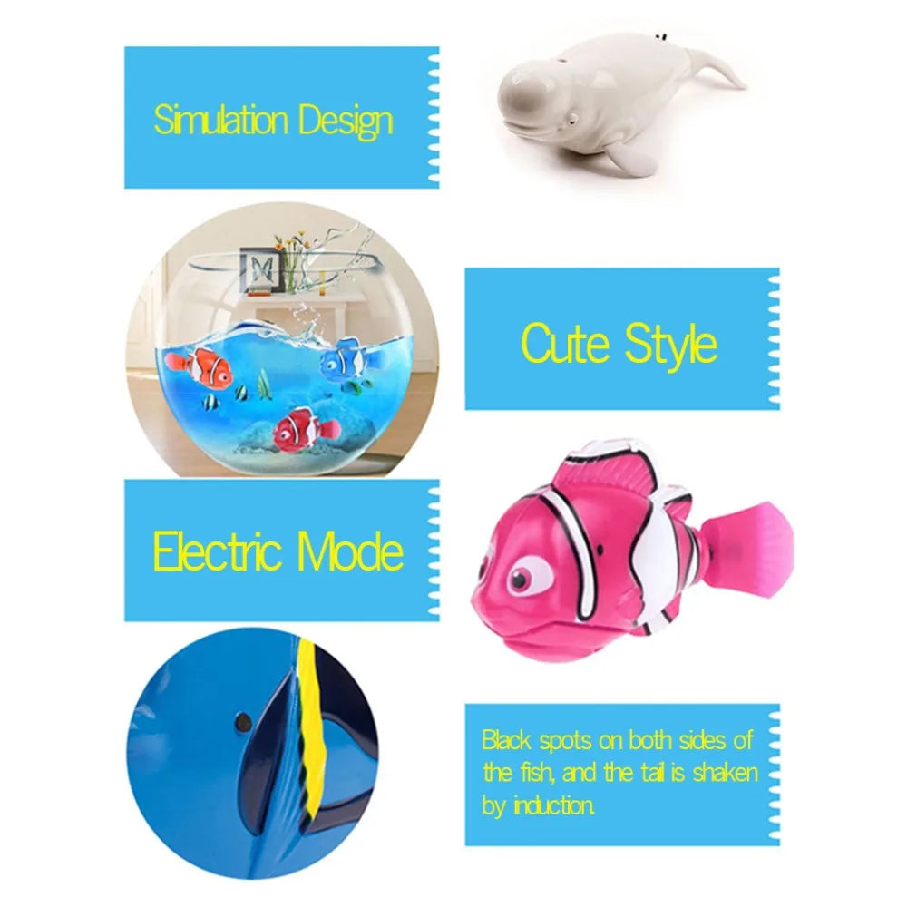 Baby Shower Toys LED Electric Simulation Fish With Light Water Swimming Fish Tank Ornaments Pet Playing Toys