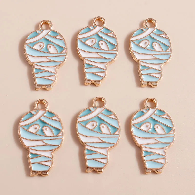 10pcs Enamel Halloween Skull Skeleton Charms Penants for Necklace Earrings DIY Bracelet Handmade Jewelry Accessories Findings