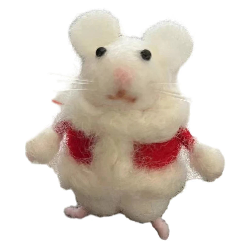 Halloween Handmade Wool Needle Felt Mouse Toy Set Desktop Decoration Creative Mini Little White Mouse Holding Pumpkin Cloth Doll