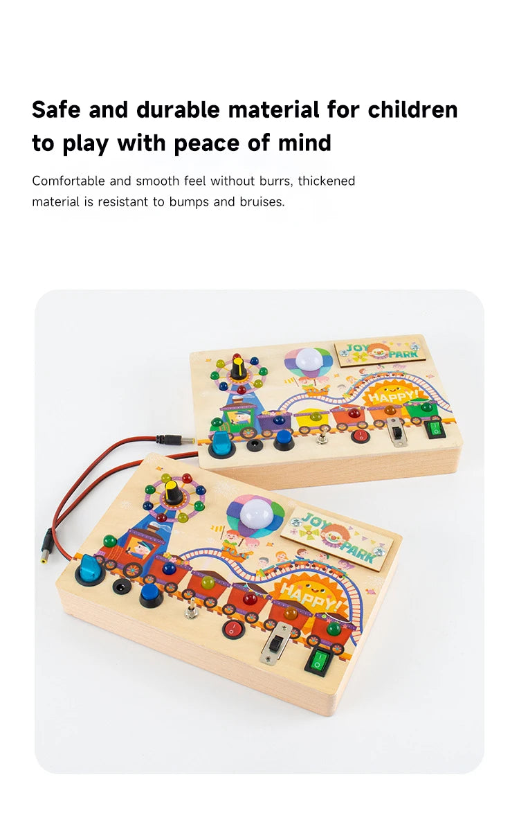 Montessori LED Busy Board Sensory Toys Children Early Education Colour Switch Cognize Toys Recognize Shapes  Objects Toys Gifts