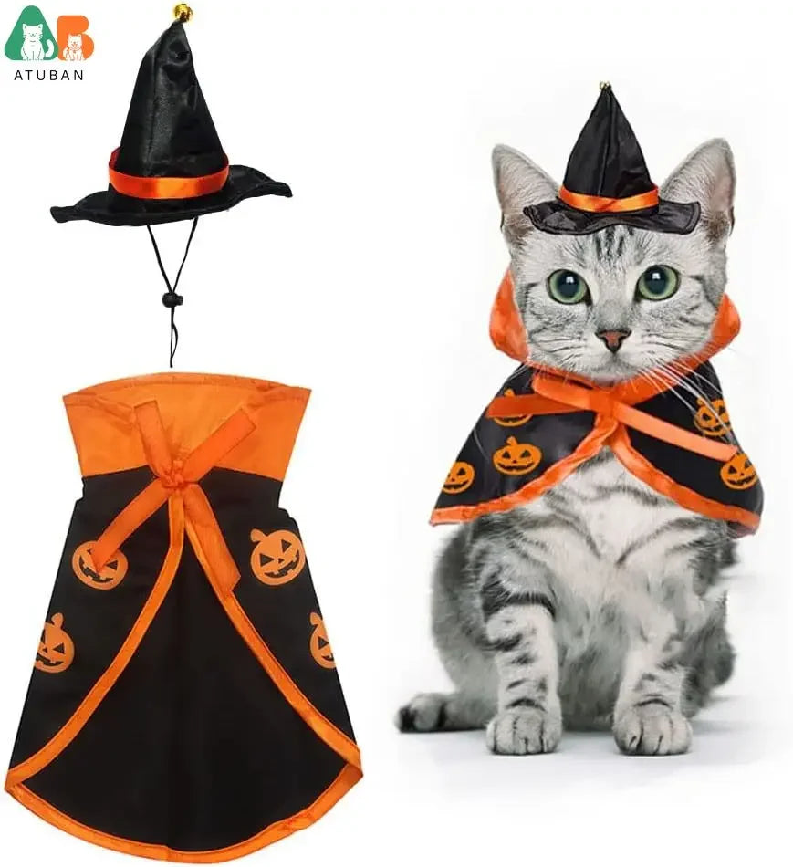 Halloween Cat Vampire Cloak Costume Halloween Adjustable Pet Cape Costume Clothes,Pet Accessories Costume Outfit Decor Cowl