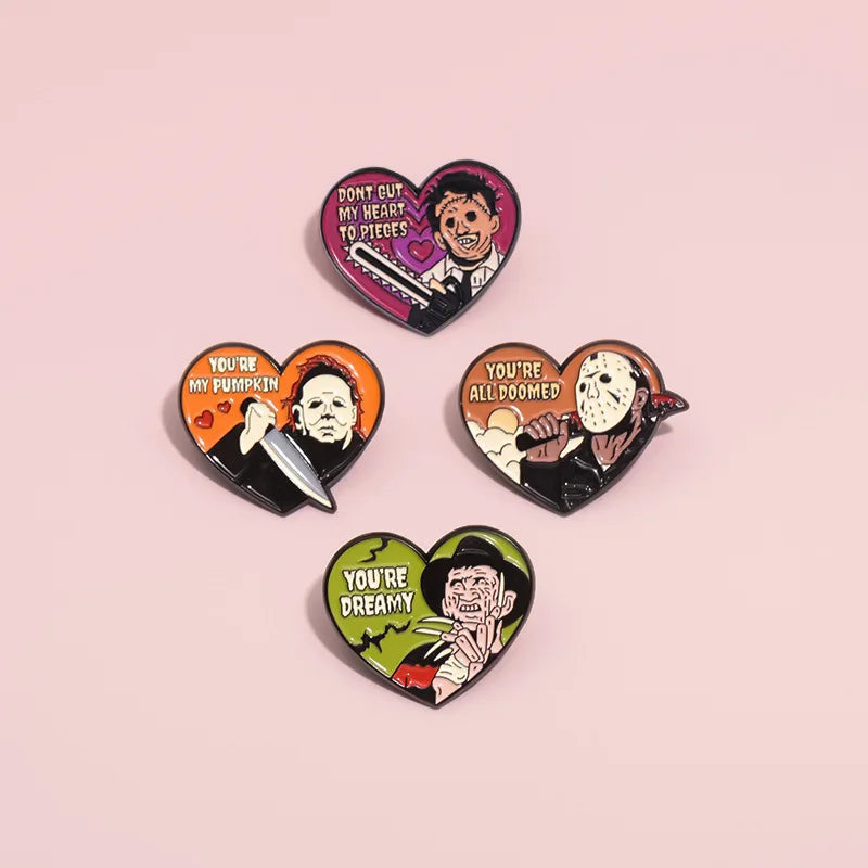 Anime Heart Rose Enamel Pins You Are Dreamy Cartoon Horror Mask Coffin Spider Lapel Badges Halloween Backpack Jewelry Gifts