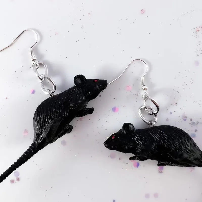 rats Black dangle Earrings Halloween mice goth halloween handmade jewelry unique