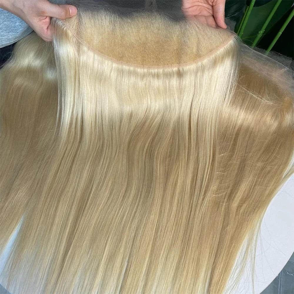 Blonde 613 13x4 Lace Frontal Human Hair Straight Transparent Lace Front Closure Pre Plucked With Baby Hair Brazilian Remy Hair