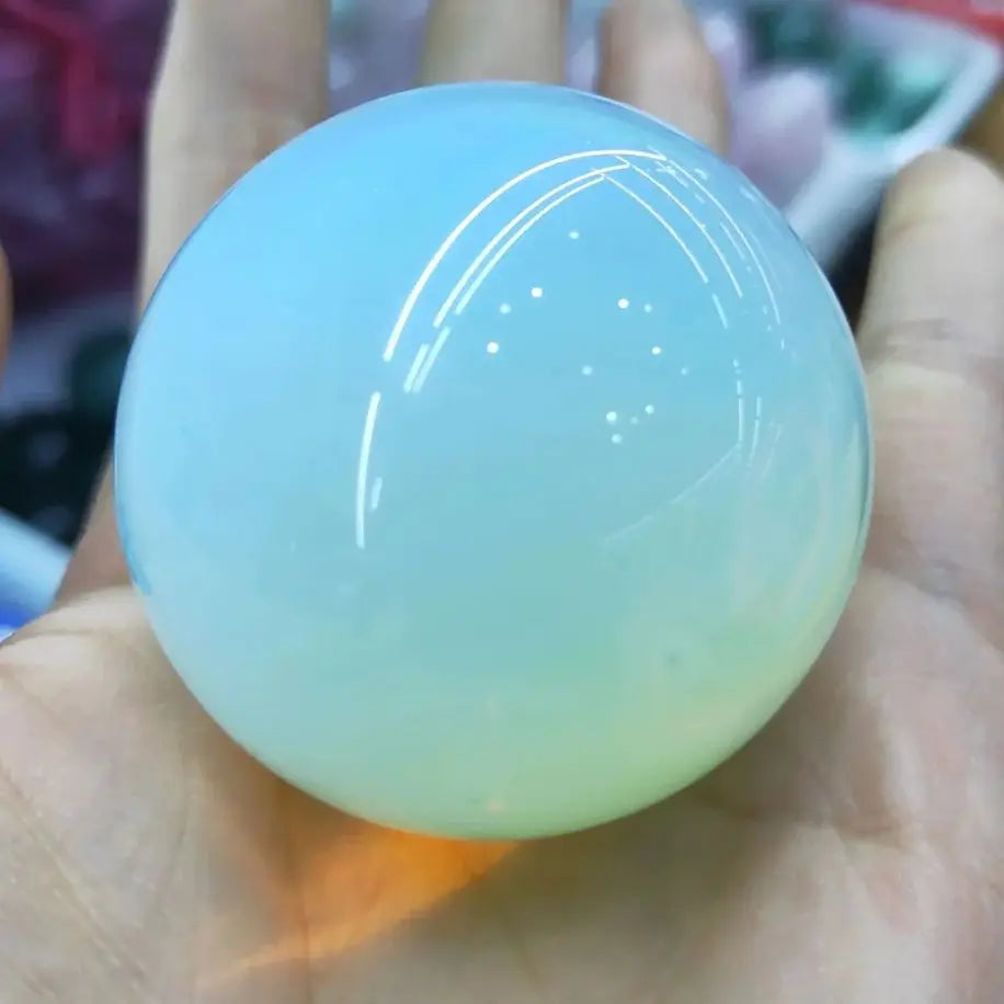 Natural White Opal Crystal Sphere Ball Energy Stone Healing Sphere Decor Meditation Spiritual Healing