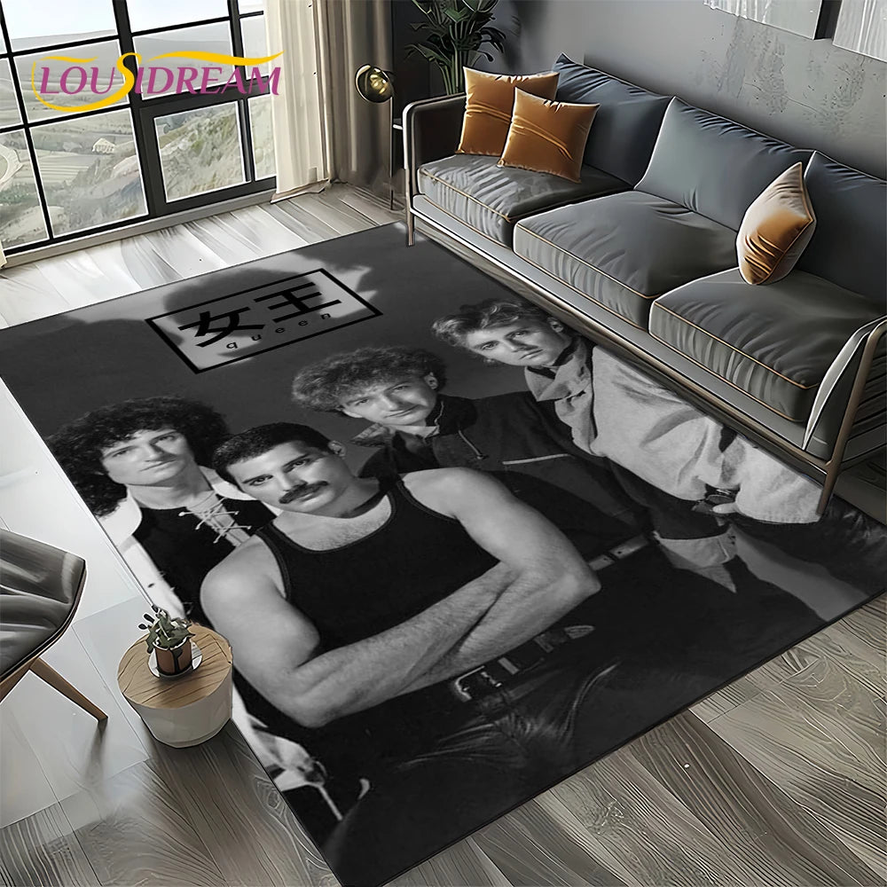 2025 Classics Queen-Rock-Band Freddie Carpet Rug for Living Room Bedroom Home Sofa Decoration,Kid Area Rug Non-slip Floor Mat