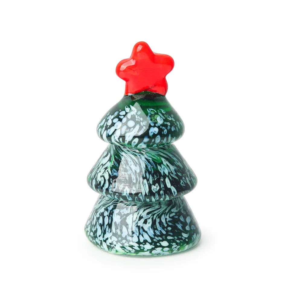 Glass Crystals Christmas Tree Figurine Statue Table Ornaments Christmas Tree Miniature Mini Handmade Crystals Ornaments