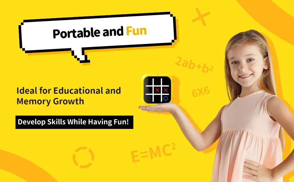 Portable Tic Tac Toe Game Console - Handheld Electronic Puzzle for All Ages, Travel Toys with Memory Training & Montessori Gifts