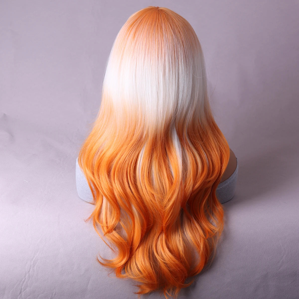 Peach shade shade wig Ladies dark red white shade shade wig with bangs Heat resistant synthetic wig Halloween cosplay party wig