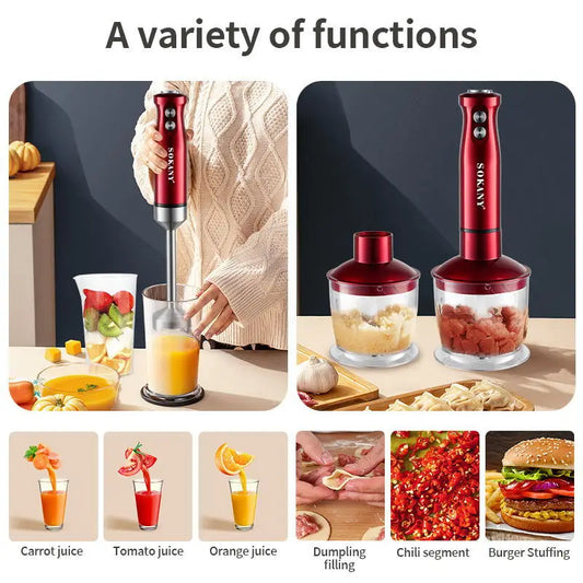 Electric Immersion Blender Hand Blender with Whisk 5 in 1 600W,304 Stainless Steel Ice Crush Blade with Whisk, Milk Frother