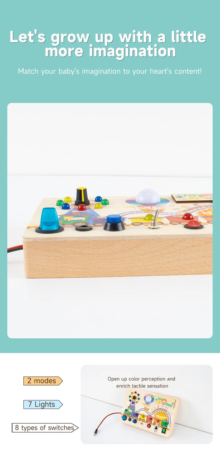 Montessori LED Busy Board Sensory Toys Children Early Education Colour Switch Cognize Toys Recognize Shapes  Objects Toys Gifts