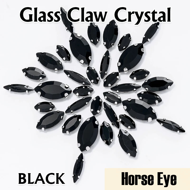 DUCrystal 50pcs/pack Mix Size Glass Crystal Sew On Rhinestones Flatback Rhinestones for Clothes Crafts Sewing Beads Decorations