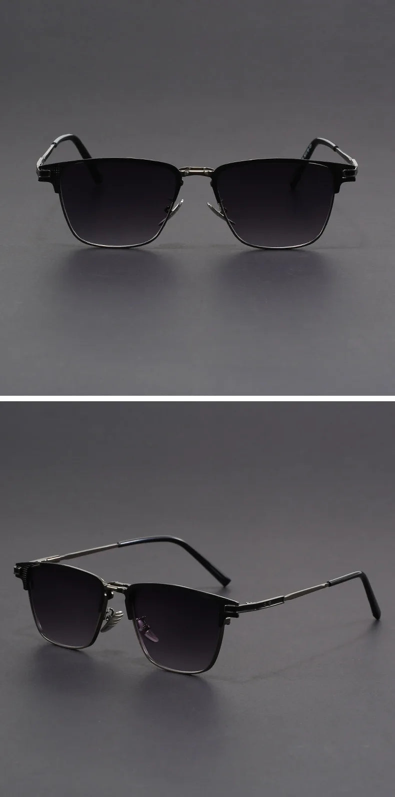 New Titanium Metal Square Sunglasses Half Frame Polarized Sunglasses Man Woman Luxury Brand Designer Sun Glasses Male Retro Rive