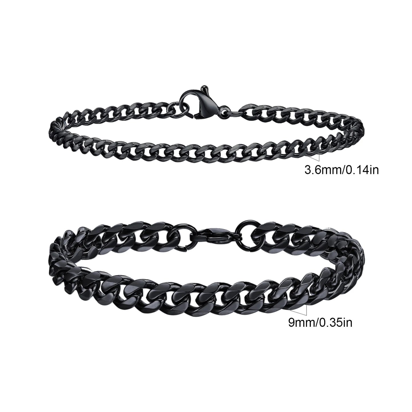 2pcs Men's Chain Bracelets,Silver Gold Black Color Stainless Steel Twisted Rope Chain,Trendy Cuban Chain Wristband Gift