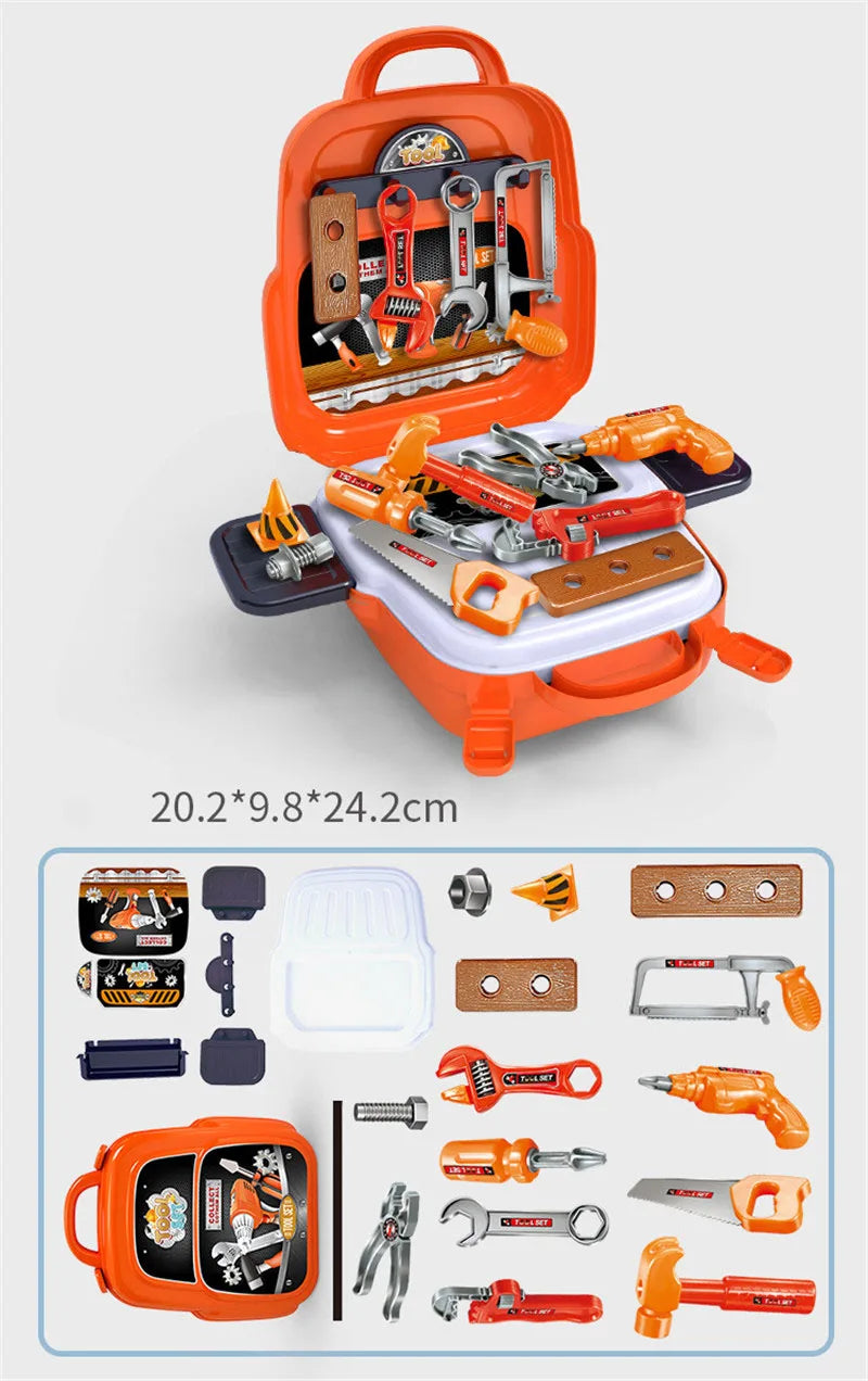 Kids Pretend Play Simulation Cooking Cosplay Toys Repair Drill Tools Cake Foods Jewelry Set Role Play Educational Toy For Kids