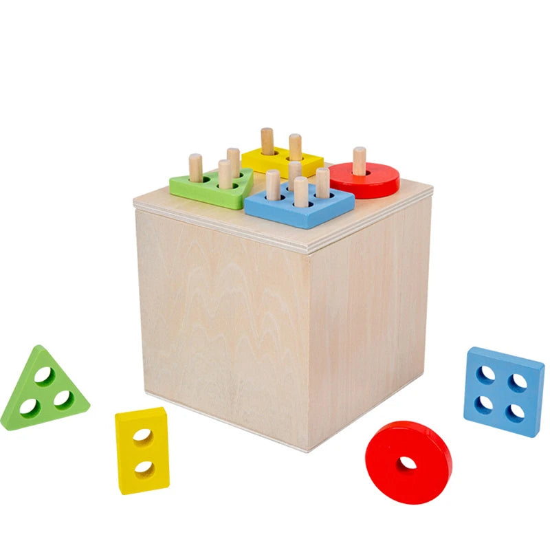 Montessori Educational Toys 4 In 1 Box Infant Toddler Matching Inserting Game Hand-Eye Coordination Fine Motor Skill Practice