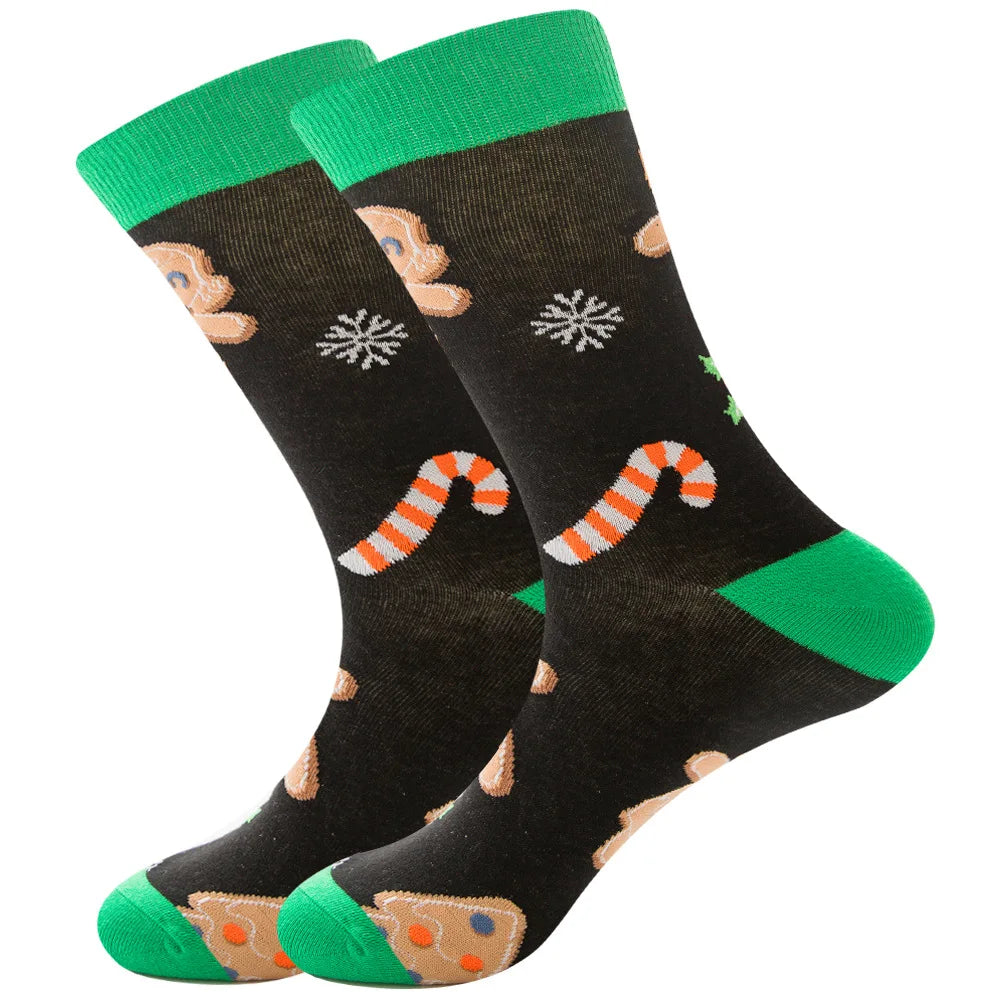 Men Women Socks Lover Christmas Halloween Celebrate Santa Elk Gift Party Biscuits Snow Happy Funny Tide Cotton Socks EU38-46