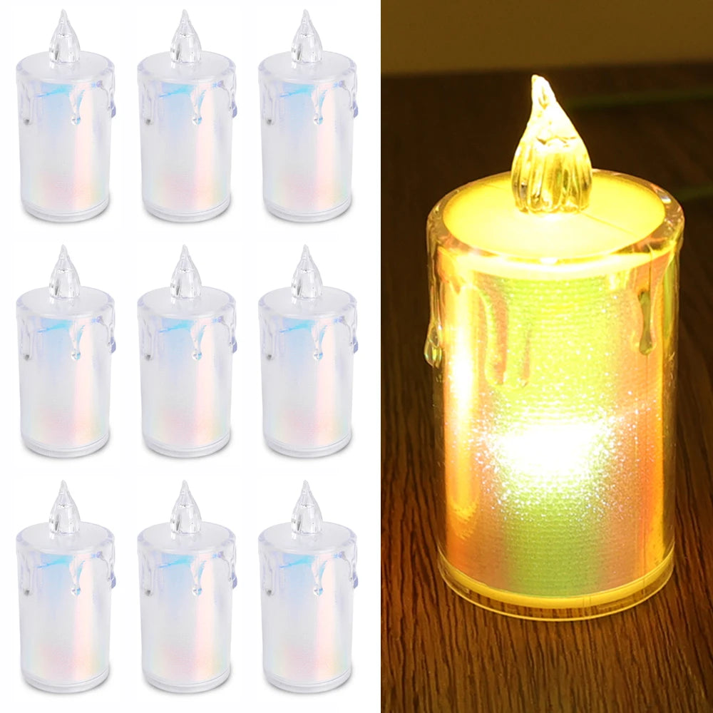 6/1PCS Flameless LED Electronic Candle Dropping Wax Tea Light Realistic Flames Led Lamp Christmas Halloween Wedding Home Decor