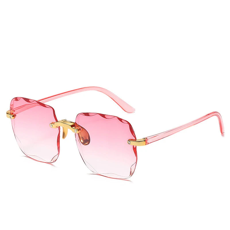 2023 New Rimless Women's Sunglasses Fashion Gradient Lenses Sun glasses Lady Vintage Alloy Legs Classic Designer Shades UV400