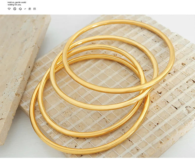 Fadeless Bracelet Bangles For Women Stainless Steel Gold Plated Simple Round Women's Bangle Bracelets Woman Jewelry Accessories