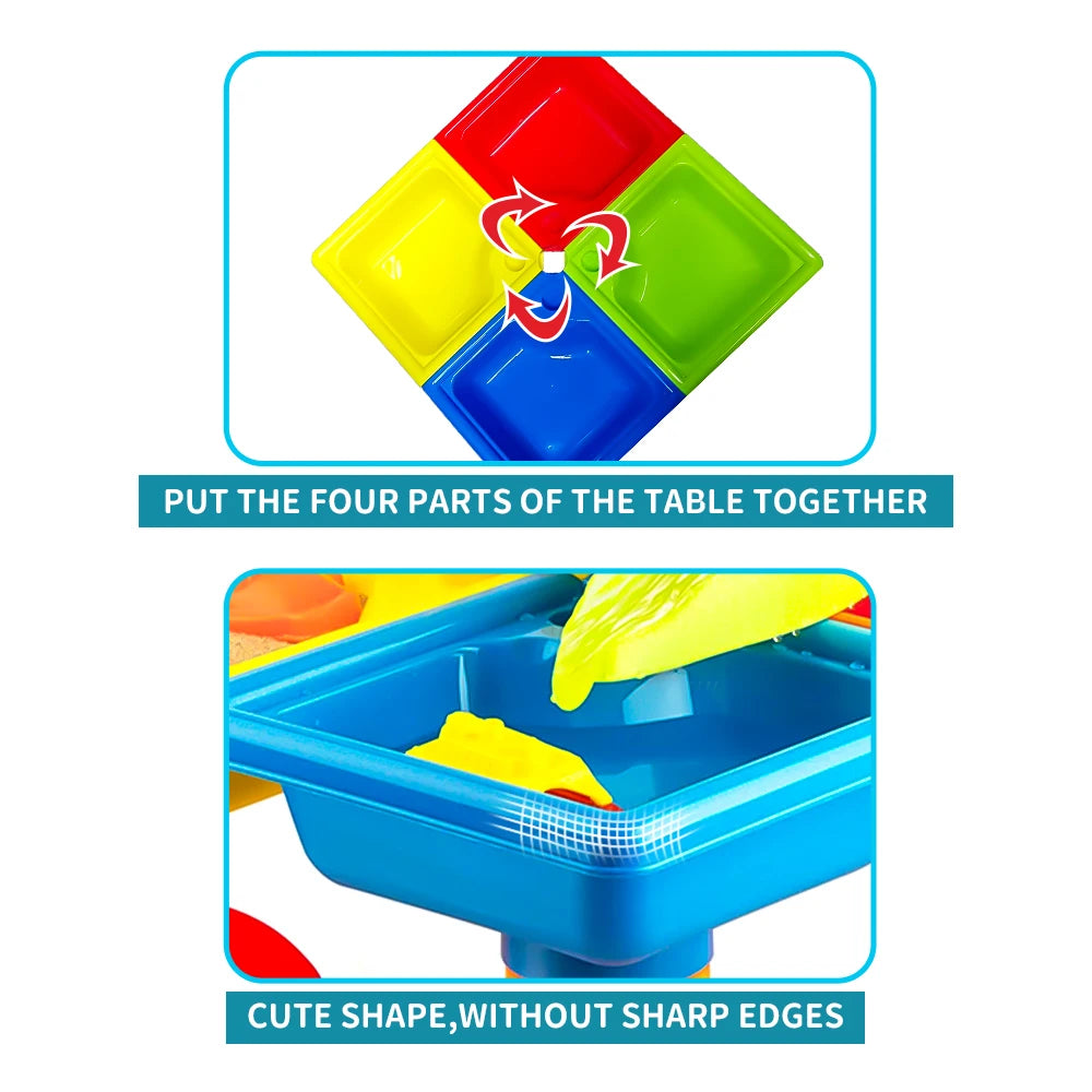 Beach Table Sand Play Toys Children Outdoor Games Baby Water Sand Dredging Tools Beach Table Play Sand Pool Set Toy for Kid Gift