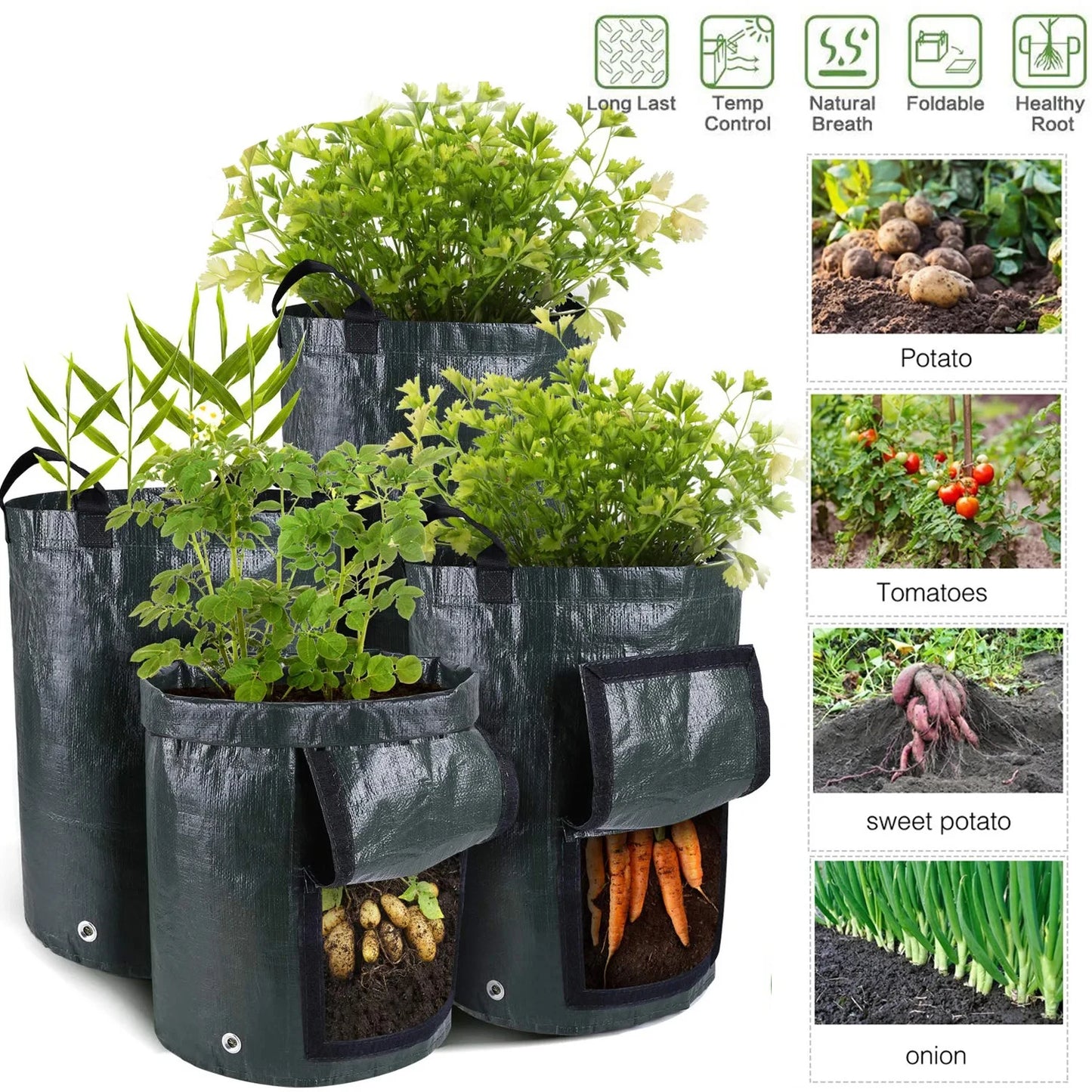 Garden Grow Bags 3/5/7/10 Gallon Potatoes Grow Bags Gardening Plant
