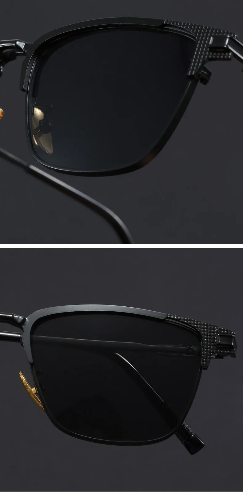 New Titanium Metal Square Sunglasses Half Frame Polarized Sunglasses Man Woman Luxury Brand Designer Sun Glasses Male Retro Rive