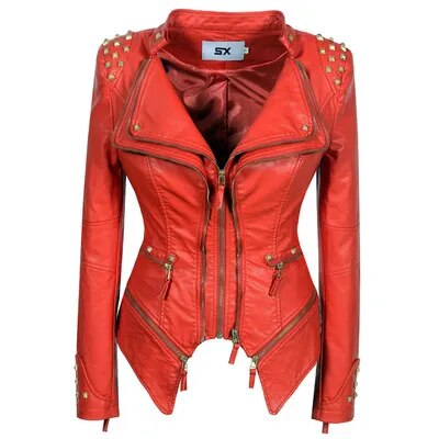 2019 New Fashion Women Smooth Motorcycle Faux Leather Jackets Ladies Long Sleeve Autumn Winter Biker Streetwear Black Pink Coat