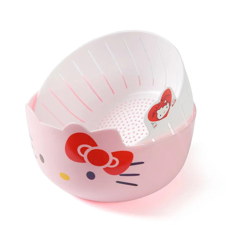 Hello Kitty Fruit Tray Vegetable Basket  Household Use Double Kitchen Storage Basketful Convenient Fruit Dish Kitchen Supplies