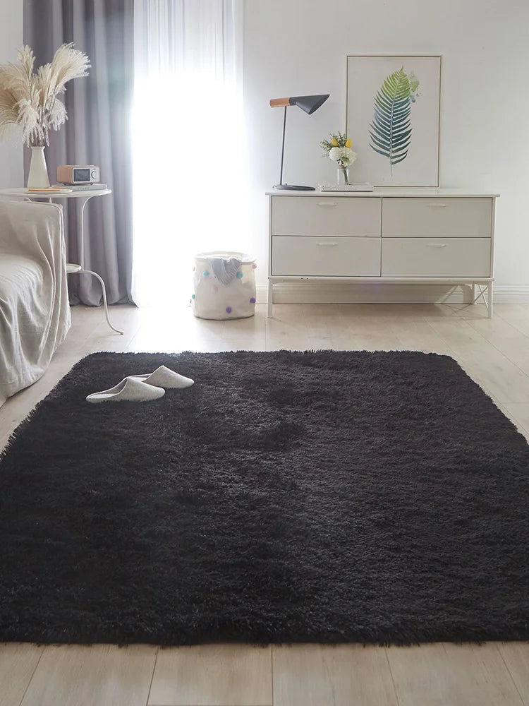 Nordic Furry Rug Bedroom Carpet Living  Room Modern Decoration Hairy Carpets Large Size Black Gray Pink Beige Non Slip Mat