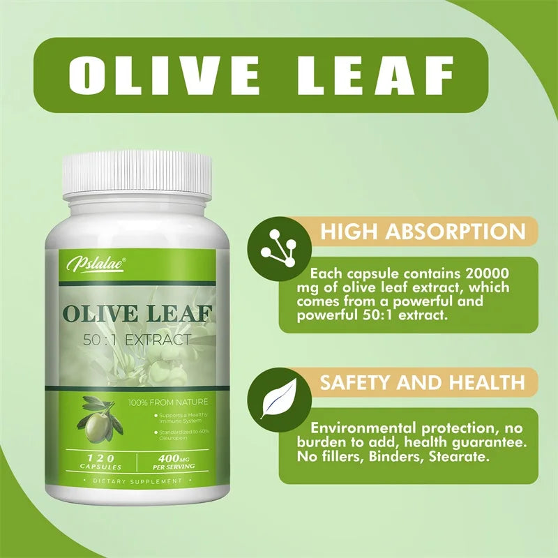 Olive Leaf Extracts Capsules - 40% Oleuropein - Supports Cardiovascular Health, Immune Health, Antioxidant