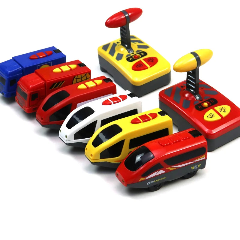 Toy Cars For Boys Remote Control Kids Electric Train Toy Set Compatible With Wooden Track Railway Children's Toys Gifts W01