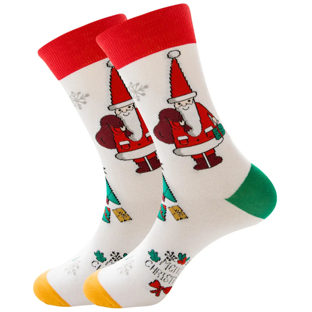 Men Women Socks Lover Christmas Halloween Celebrate Santa Elk Gift Party Biscuits Snow Happy Funny Tide Cotton Socks EU38-46