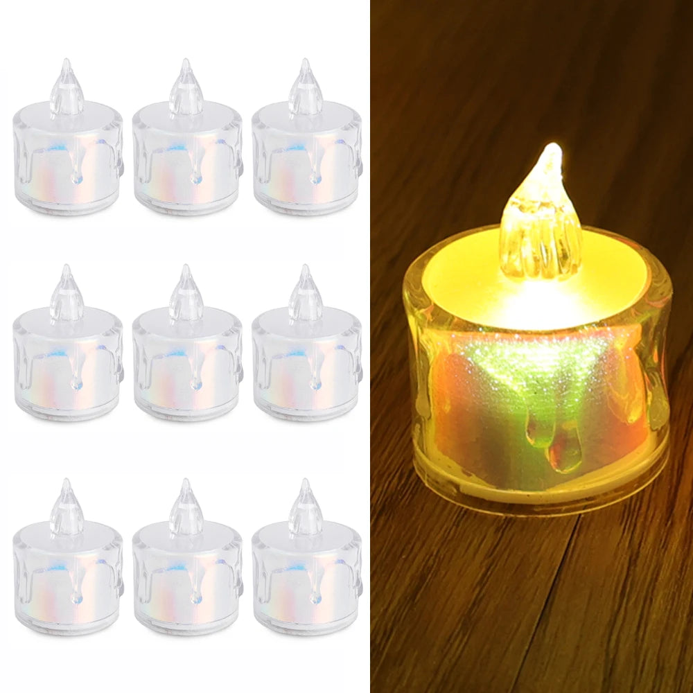 6/1PCS Flameless LED Electronic Candle Dropping Wax Tea Light Realistic Flames Led Lamp Christmas Halloween Wedding Home Decor