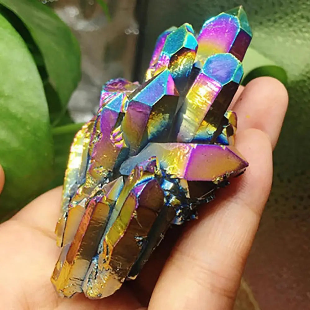 Rainbow Titanium Rough Grinding Quartz Healing Crystals Stone Ornaments Crystal Cluster Specimen Mineral Reiki Stone