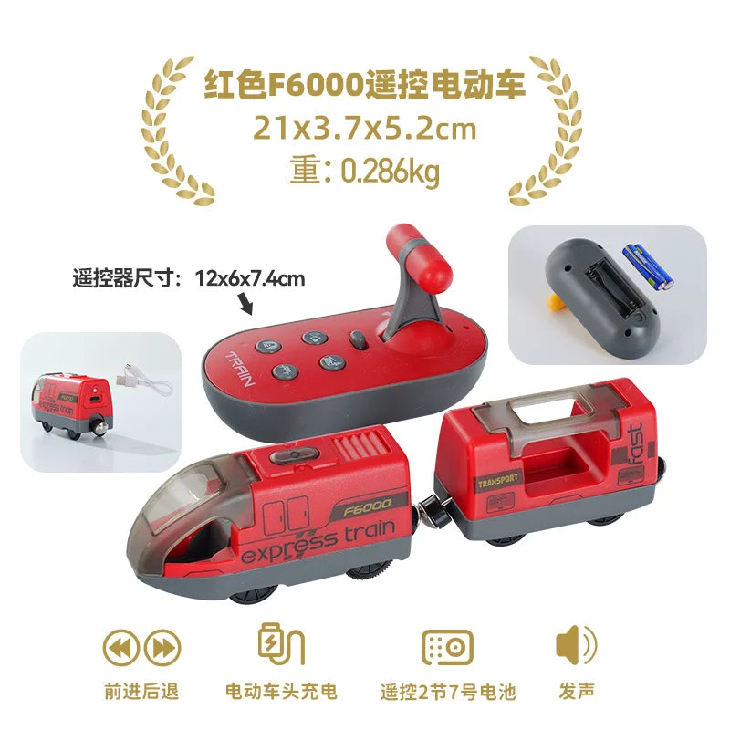 Toy Cars For Boys Remote Control Kids Electric Train Toy Set Compatible With Wooden Track Railway Children's Toys Gifts W01
