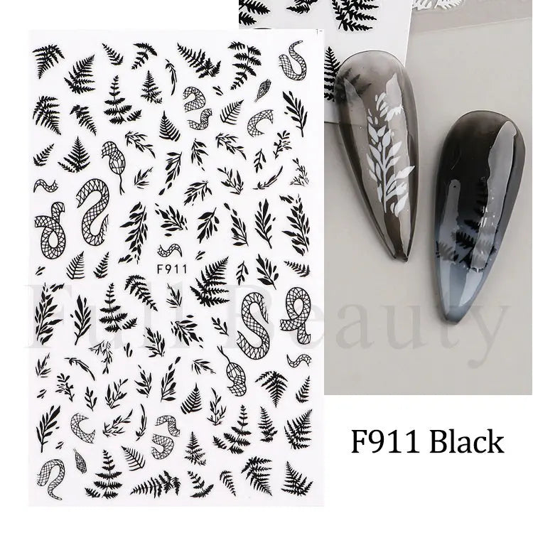 Nail Stickers Halloween Series Bat Skull Bone Ghost Pumpkin Pattern 3D Self Adhesive Decals For Nails Manicure Decoration LATH