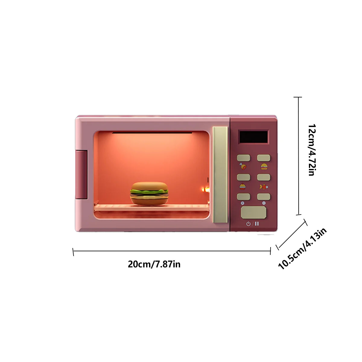 Toy Microwave Oven Playset with Light and Sound, Toy kitchen Appliances for Kids, Play kitchen accessories and Toy Food for Kids