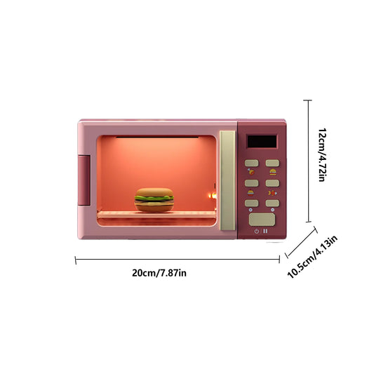 Toy Microwave Oven Playset with Light and Sound, Toy kitchen Appliances for Kids, Play kitchen accessories and Toy Food for Kids