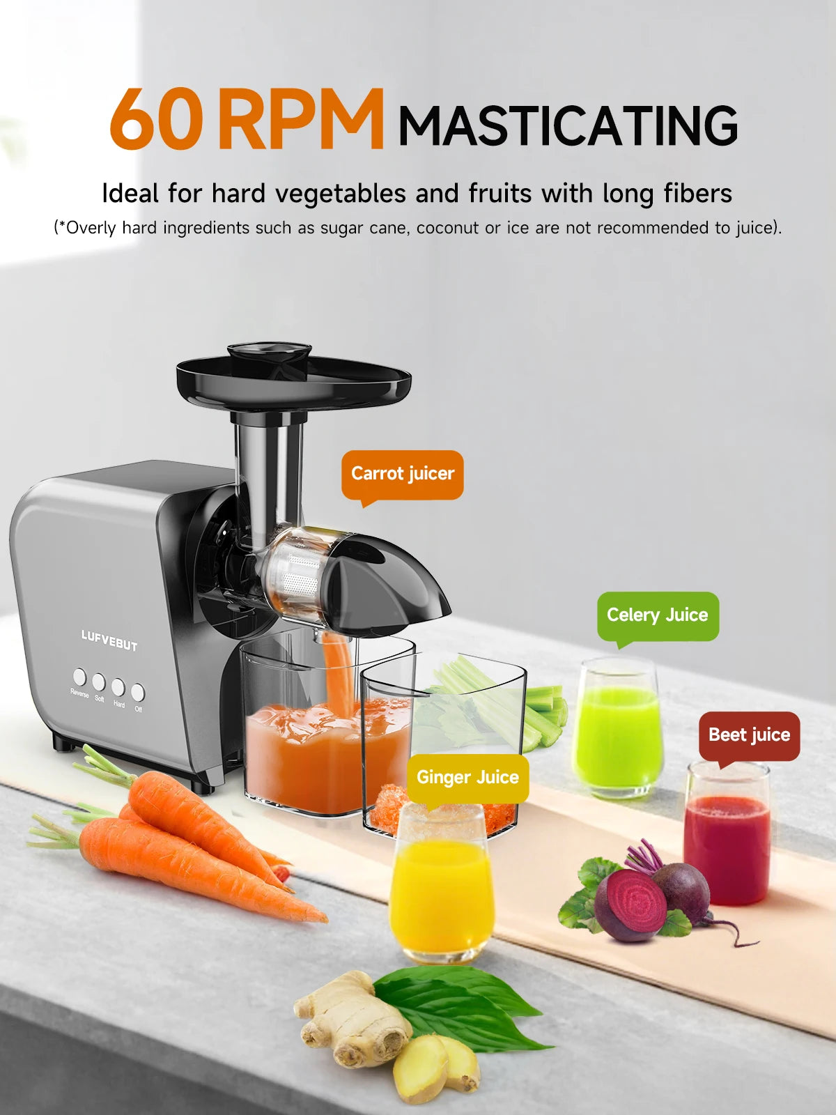 Hot Sale 250W Slow Juicer Extractor for Vegetable and Fruit Screw Cold Press Fresh Beet Juice Electric Blender Home Appliance