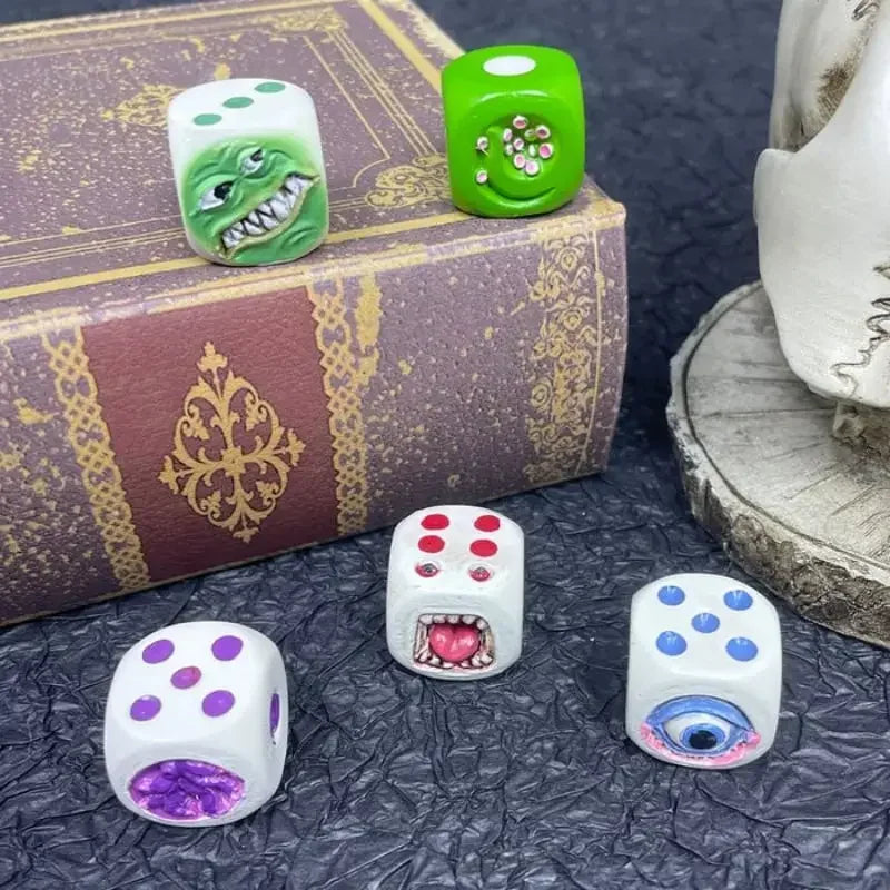 Monster Dice  Funy Monster Face Resin Dice Set  Halloween Tabletop Game Dice Set Props  Monster Dice Set for Table Games