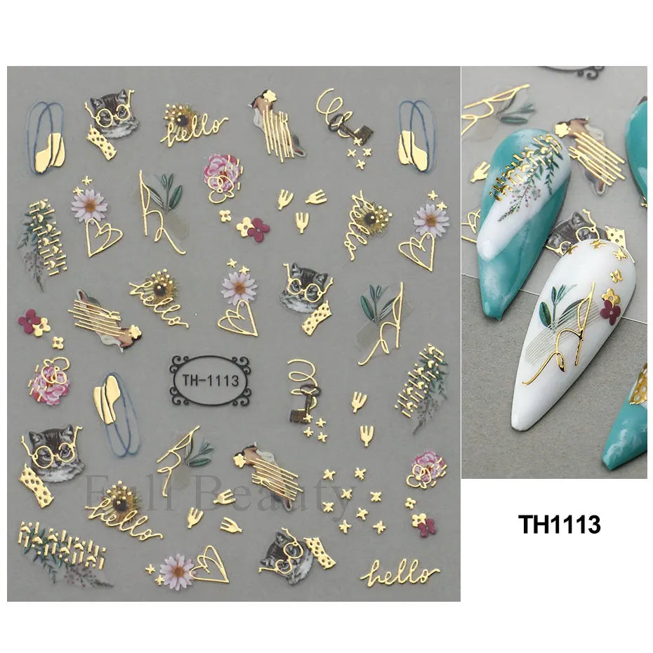 Nail Stickers Halloween Series Bat Skull Bone Ghost Pumpkin Pattern 3D Self Adhesive Decals For Nails Manicure Decoration LATH