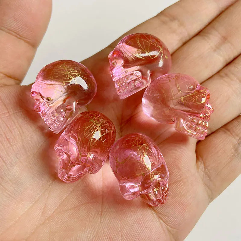 Crystal Skull Glass Carving Jewelry Quartz For Home Decoration Healing Crystals Skull Ornament Reiki Witchcraft Gifts Figurine