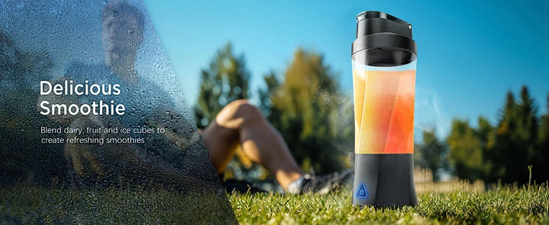 Portable Blender Cordless Self-Cleaning Mini Blender with Lid Silent Mini Travel Blender with Stainless Steel Blades USB Charge