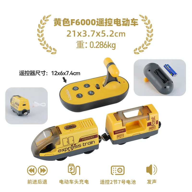 Toy Cars For Boys Remote Control Kids Electric Train Toy Set Compatible With Wooden Track Railway Children's Toys Gifts W01