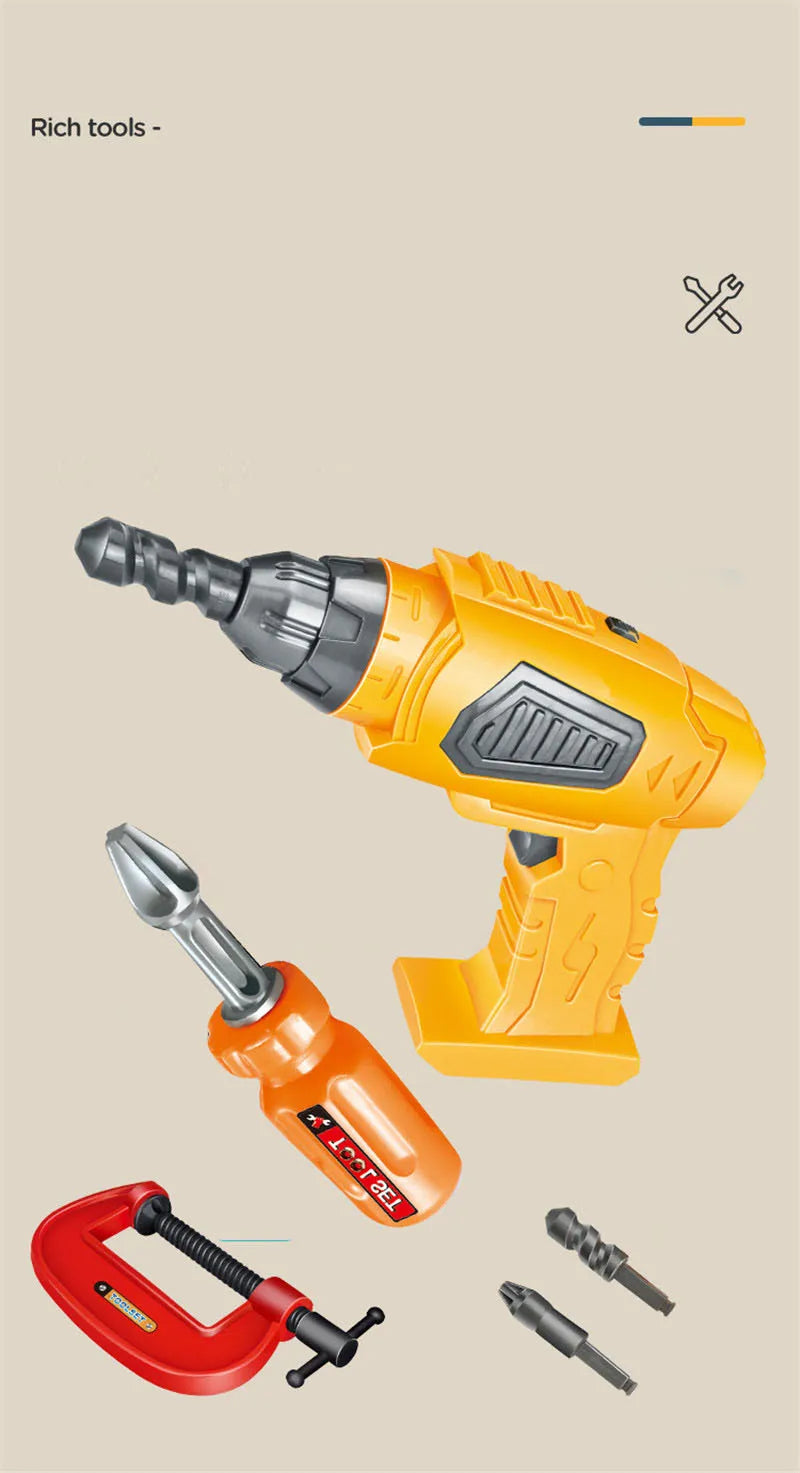 Kids Pretend Play Simulation Cooking Cosplay Toys Repair Drill Tools Cake Foods Jewelry Set Role Play Educational Toy For Kids